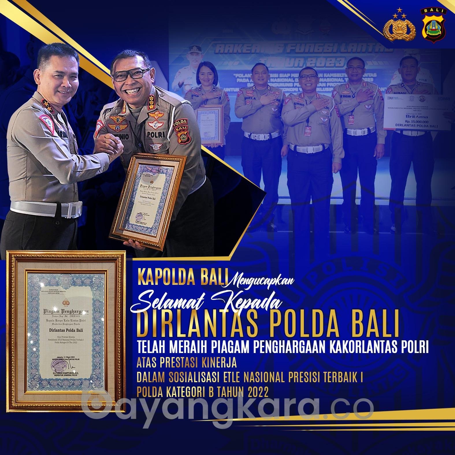 Dir Lantas Polda Bali Raih Penghargaan Dari Kakorlantas Polri.