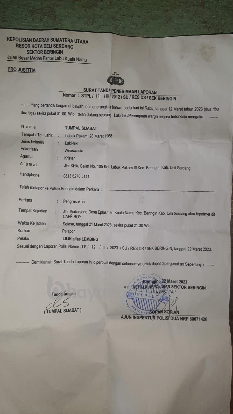 Kasus Pengrusakan Cafe Boy Akan Gelar Perkara, TS Minta Polisi Jangan Masuk Angin