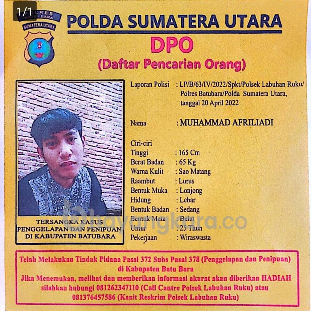 POLDA SUMATERA UTARA KELUARKAN DPO KASUS PENGGELAPAN DAN PENIPUAN