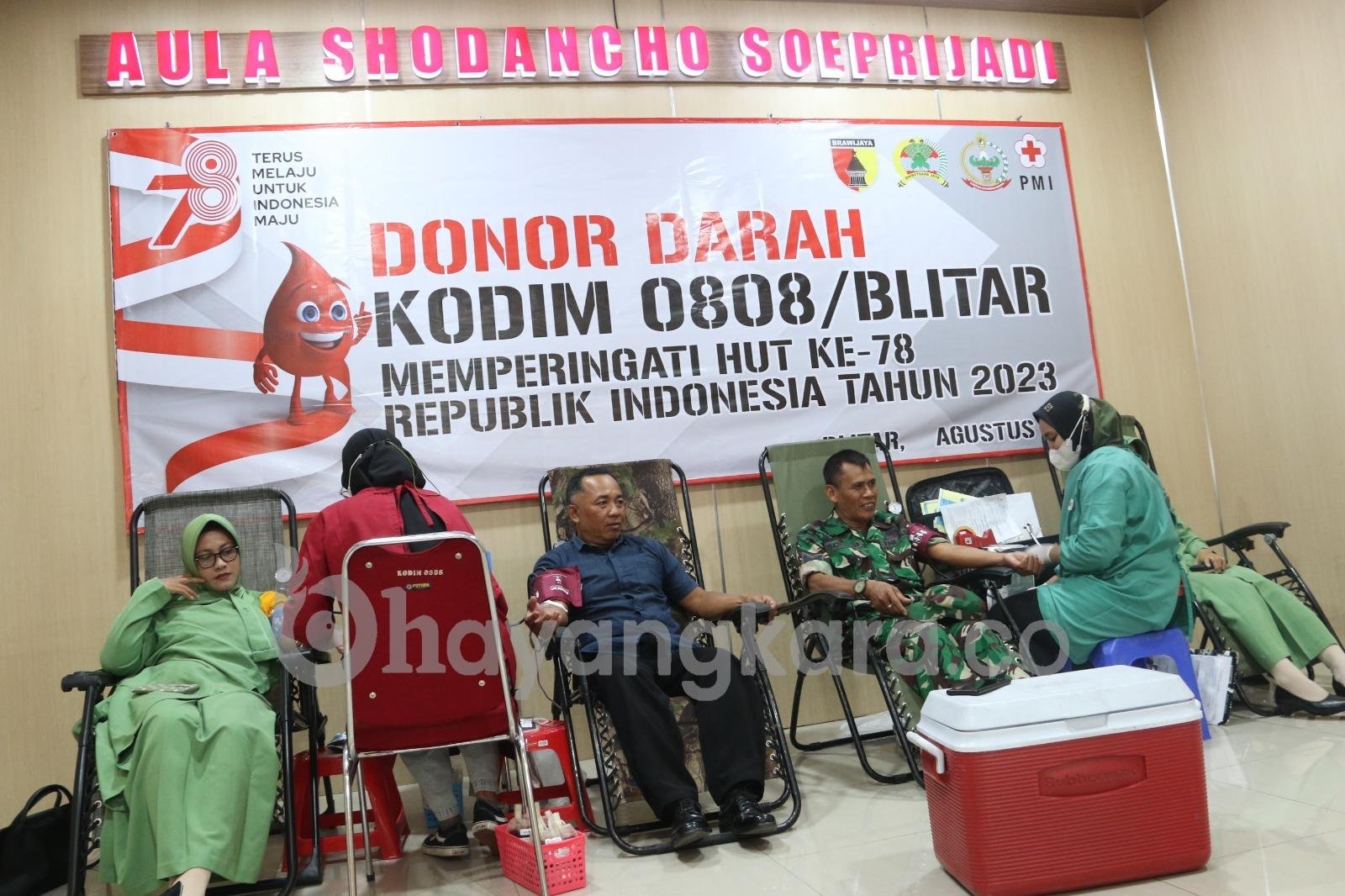 Sambut HUT Ke 78 Republik Indonesia Tahun 2023, Kodim 0808/Blitar Gelar Baksos Donor Darah