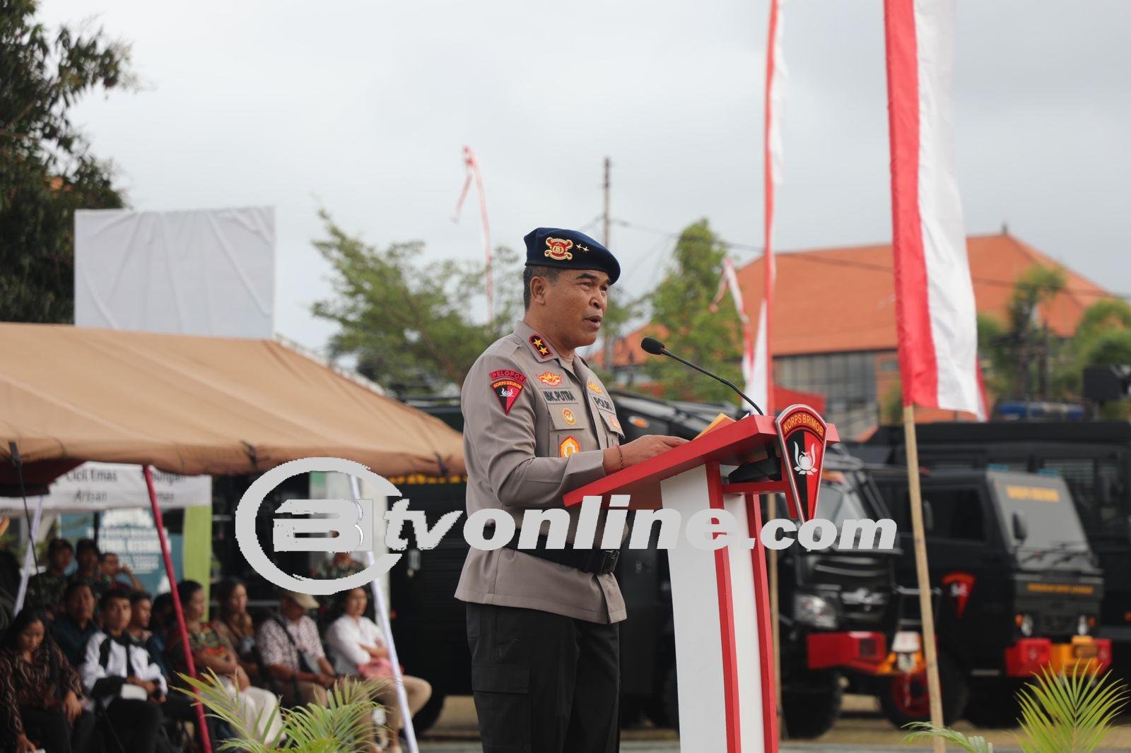 Kapolda Bali Menjadi Irup Upacara Penutupan Tradisi Pembaretan Bintara Remaja Brimobda Polda Bali