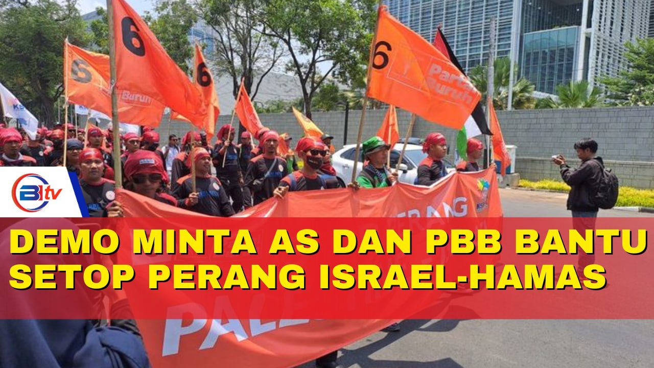 Ratusan Buruh Demo Minta AS dan PBB Bantu Setop Perang Israel-Hamas