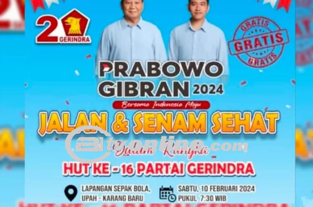 HUT ke-16 Gerindra Aceh Tamiang Gelar Jalan Sehat Prabowo-Gibran, Hadiah Utama Sepeda Motor