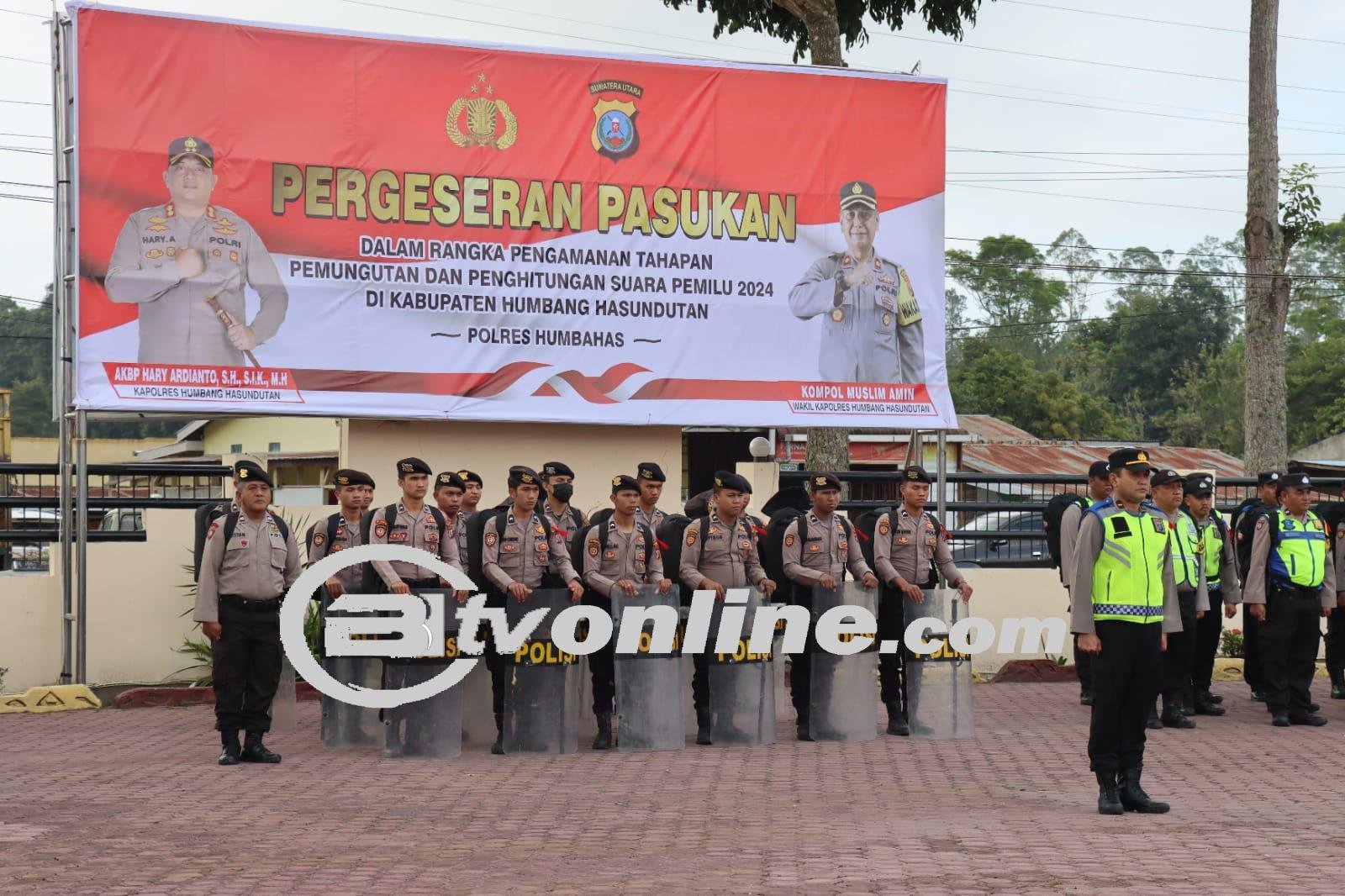 Kapolres Humbahas Pimpin Apel Pergeseran Pasukan Pengamanan TPS 2024