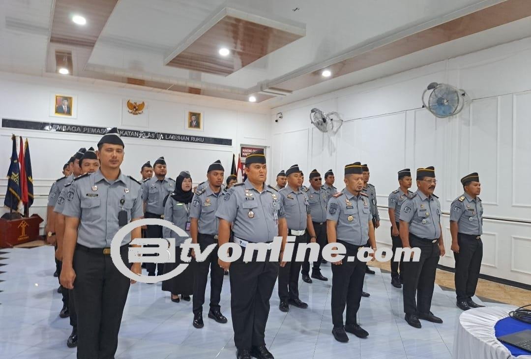 Lembaga Pemasyarakatan Kelas IIA Labuhan Ruku ikuti Apel Pagi Perdana bersama Menkuham RI, Supratman Andi Agtas