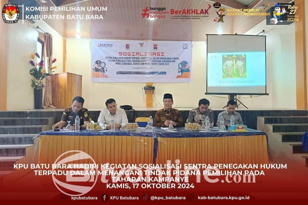 Ketua KPU Batu Bara Hadiri Sosialisasi Gakkumdu untuk Penanganan Tindak Pidana Pemilihan
