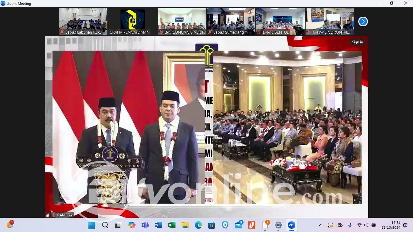 Dukung Pimpinan Baru, Lapas Labuhan Ruku Kanwil Kemenkumham Sumatera Utara Ikuti Penyambutan Menteri Baru.