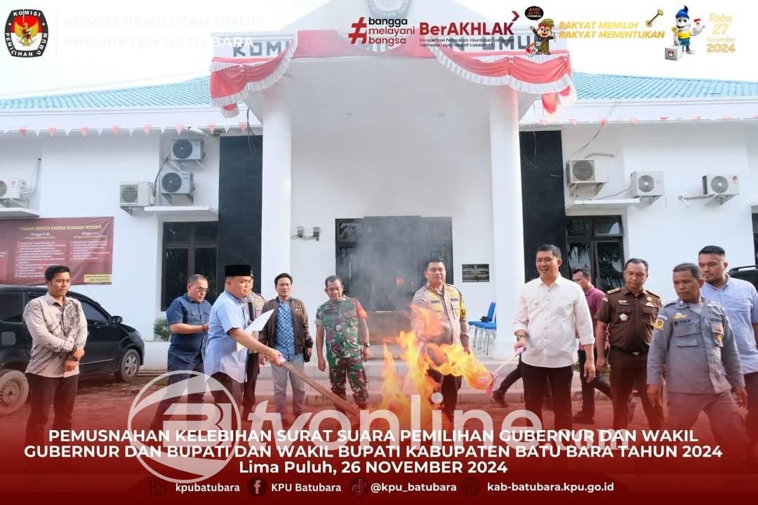 Pemusnahan Kelebihan Surat Suara Pemilihan di Kabupaten Batu Bara Digelar oleh KPU