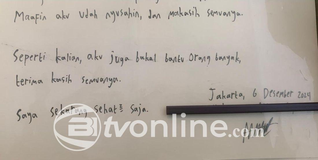 Anak Yang Bunuh Ayah dan Neneknya di Cilandak Tulis Surat Terbuka, Berkas Kasus Dilimpahkan ke Kejari Jakarta Selatan