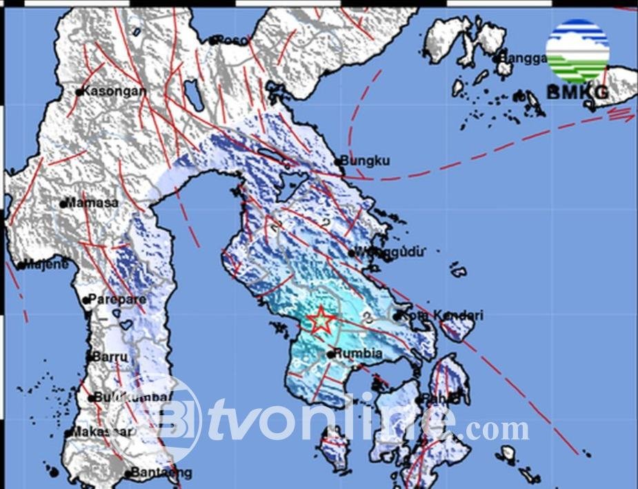 Gempa 4,3 Magnitudo Guncang Kolaka Timur, Sulawesi Tenggara
