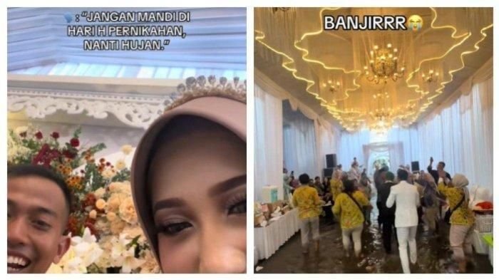 Viral Pesta Kebanjiran, Pengantin Singgung Mitos Mandi di Hari Pernikahan, Tak Sedih!