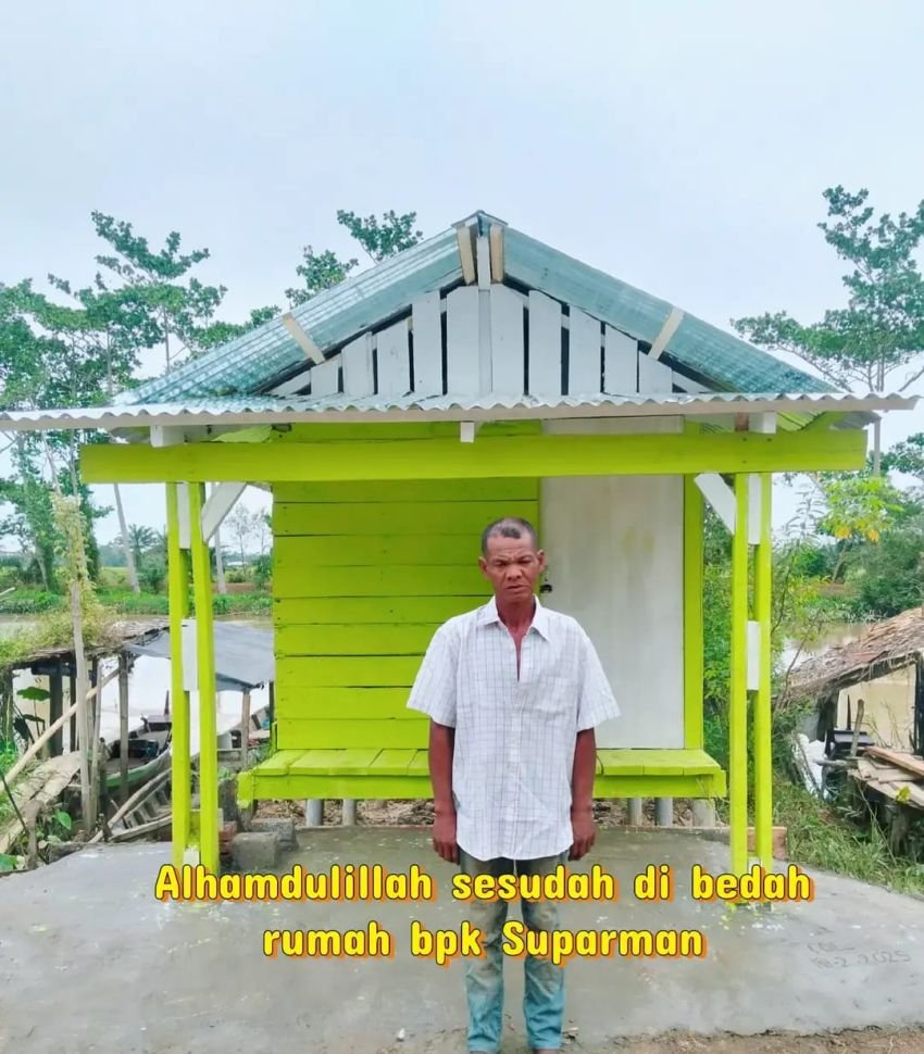 Penus Berbagi Bangunkan Rumah Suparman warga dhuafa di Teluk Meku Langkat