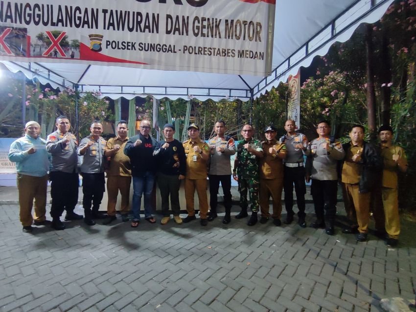 Patroli Gabungan Tiga Pilar di Medan Sunggal Antisipasi Tawuran dan Gangguan Kamtibmas