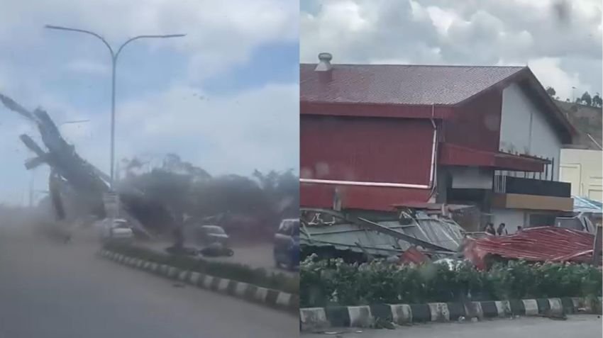 Puting Beliung Hantam Batam, Atap Ruko dan Papan Reklame Terbang di Tiban Indah