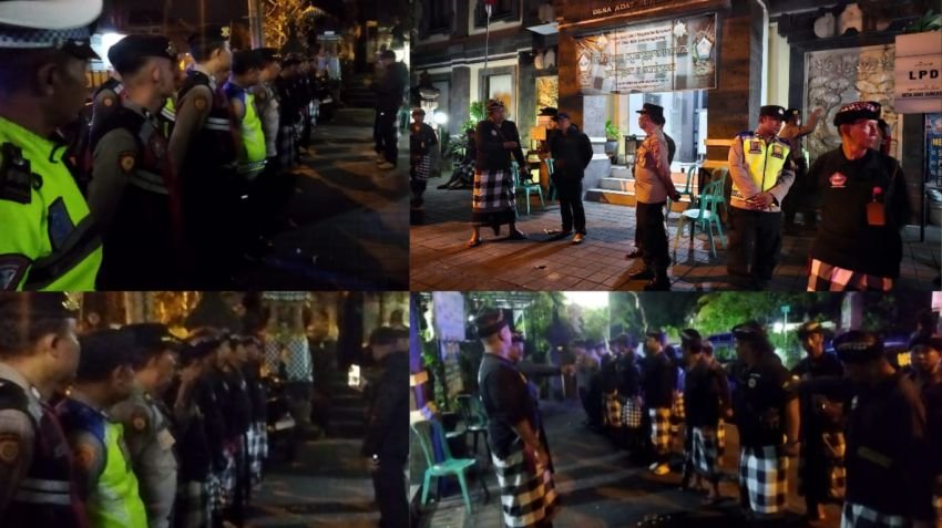 Sinergi Polsek Dentim dan Pecalang Desa Adat Sumerta Jaga Keamanan Malam Minggu