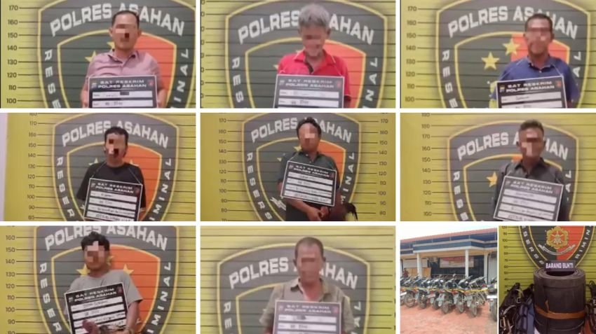 Jatanras Polres Asahan Gerebek Arena Sabung Ayam Ilegal, 8 Pria Diamankan