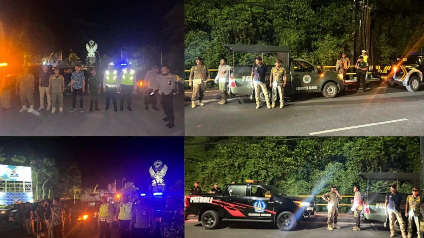 Patroli Gabungan TNI-Polri dan FKPD Jaga Keamanan Malam di Kuta Selatan