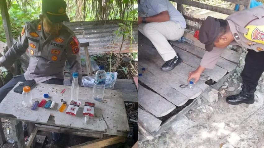 Polsek Bilah Hulu Gerebek Sarang Narkoba di Dusun Gunung Salamat, Dua Gubuk Dihancurkan