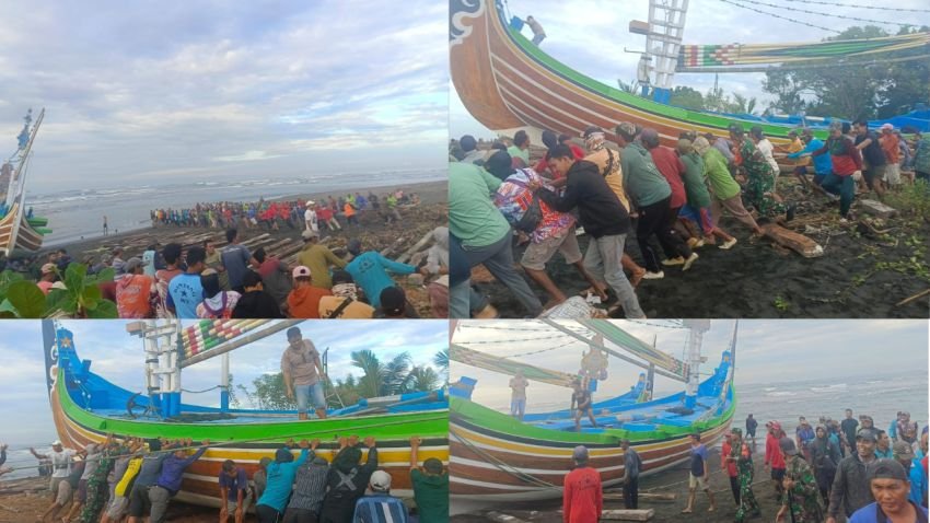 Babinsa Pengambengan Bantu Nelayan Turunkan Perahu, Pererat Sinergi TNI-Rakyat