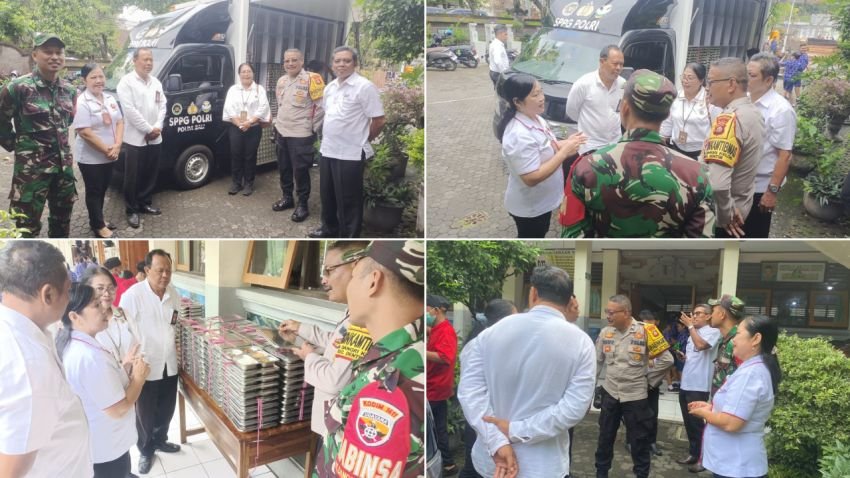 Bhabinkamtibmas dan Babinsa Dampingi Pemberian Makan Bergizi Gratis di SDN 29 Dangin Puri
