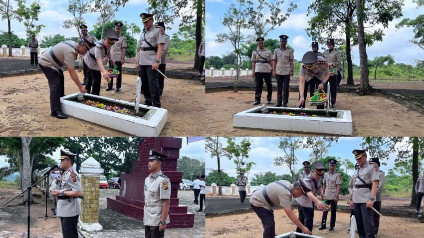 Polres Muaro Jambi Gelar Upacara Ziarah Rombongan di TMP Bukit Kusuma Bhakti Sambut HUT Bhayangkara ke-79