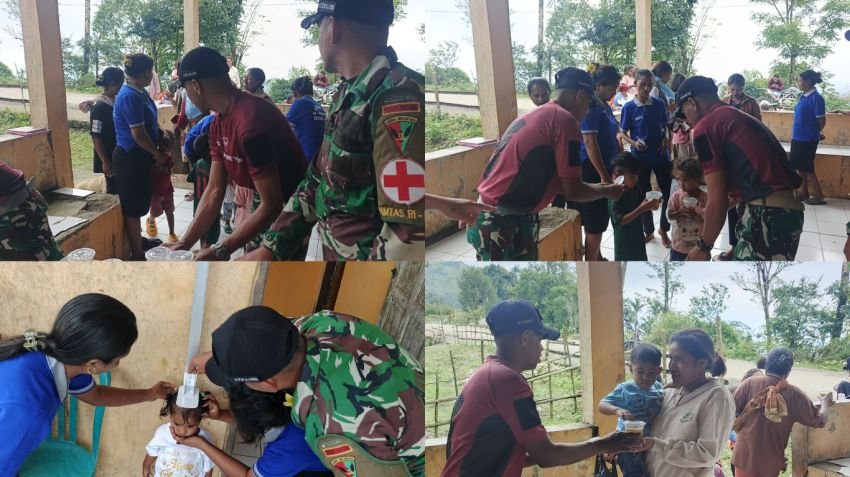 Peduli Kesehatan di Perbatasan, Pos Lakmars dan Puskesmas Nualain Gelar Posyandu di Dusun Holguju