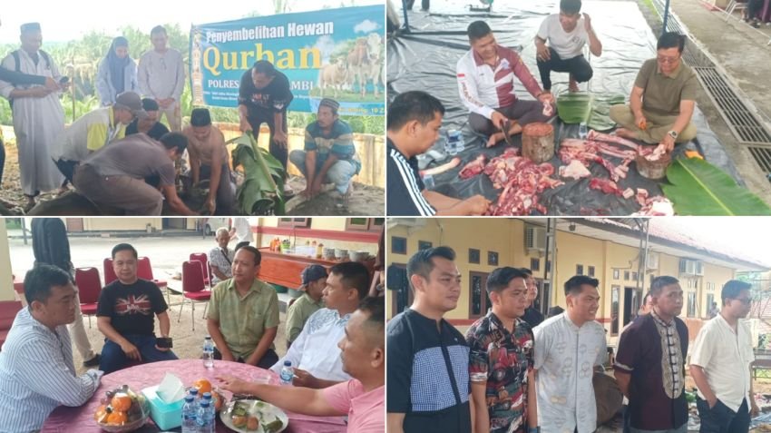 Polres Muaro Jambi Laksanakan Kurban Iduladha 1446 H, Salurkan Daging untuk Warga dan Personel