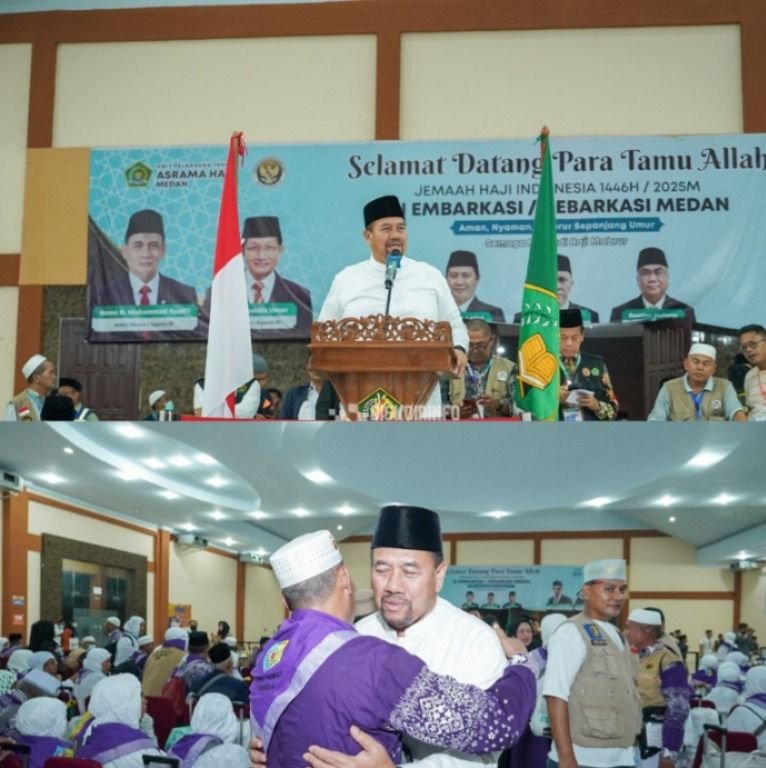 Bupati Batu Bara Sambut Langsung Kepulangan 283 Jemaah Haji Kloter 12 di Medan