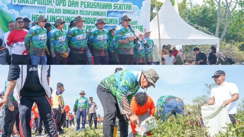 Peringati Hari Lingkungan Hidup Sedunia, Bupati Batu Bara Bersihkan Sampah Plastik di Pantai Belacan