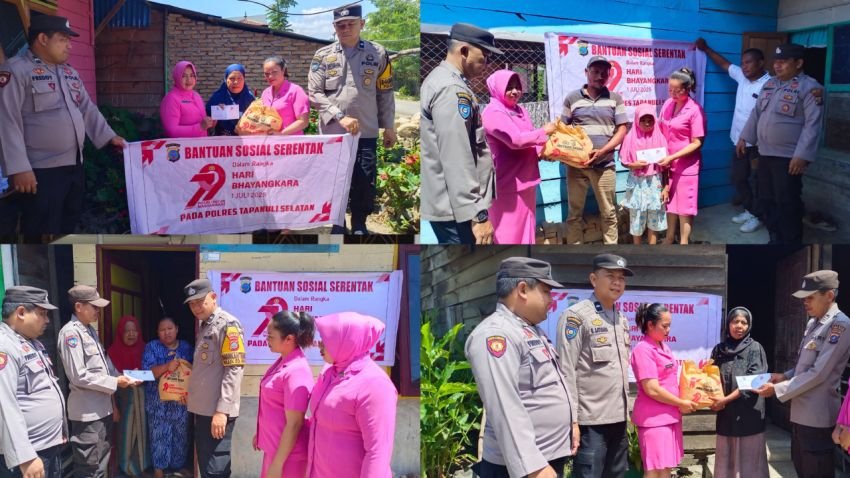 Polsek SD Hole Berbagi Bansos di HUT Bhayangkara ke-79, Perkuat Kepedulian Sosial Polri di Tapanuli Selatan