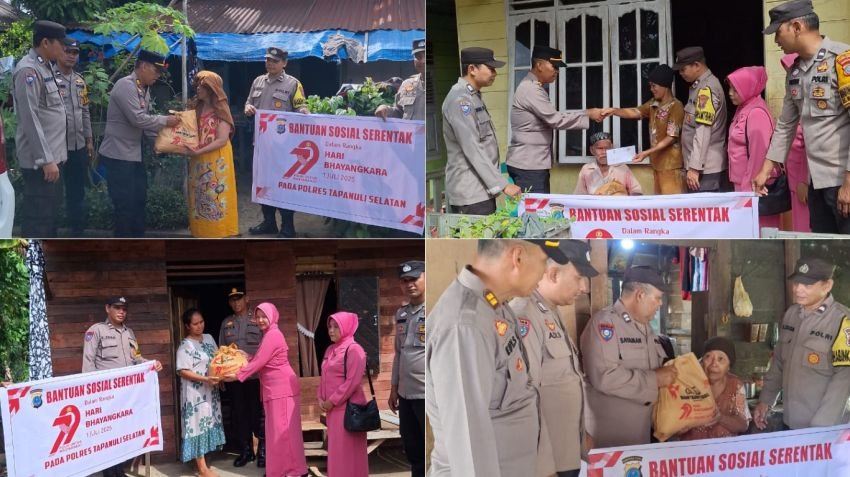 Polsek Batangtoru Salurkan Bansos untuk Warga Kurang Mampu dalam Rangka HUT Bhayangkara ke-79