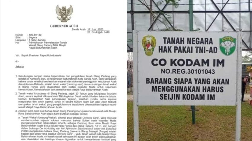 Gubernur Aceh Mualem Surati Presiden Prabowo: Minta Blang Padang Dikembalikan Jadi Tanah Wakaf Masjid Raya