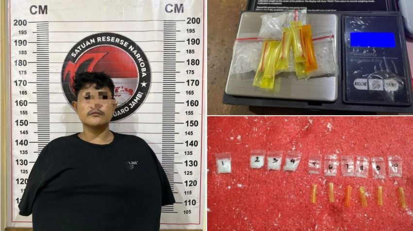 Satresnarkoba Polres Muaro Jambi Gerebek Pengedar Sabu di Talang Duku, 10 Paket Sabu Diamankan!