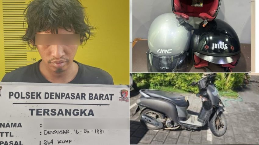 Spesialis Pencuri Helm Ditangkap, Sudah Beraksi di Belasan Lokasi Denpasar!