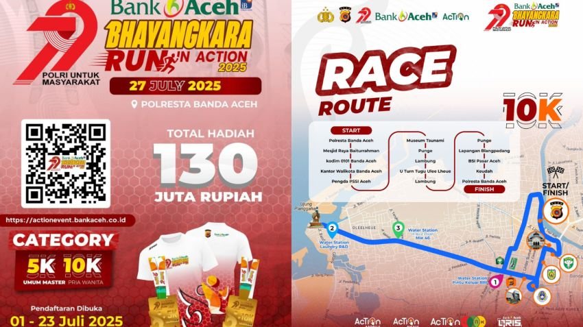 Polda Aceh Gelar Bhayangkara Run 2025, Hadiah Total Rp130 Juta dan Doorprize Menarik