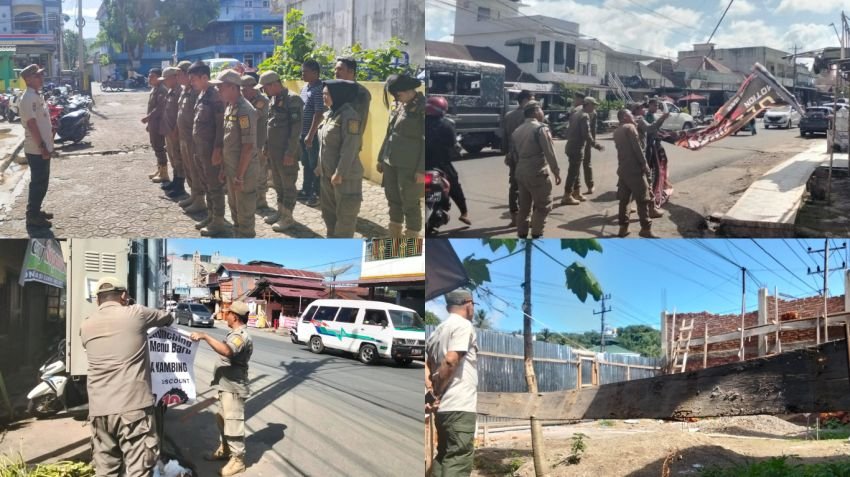 Satpol PP Kota Padangsidimpuan Gelar Penertiban Spanduk dan Pengawasan IMB, Tegakkan Perda dan Perwal
