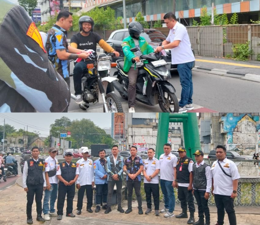 Pokdarkamtibmas Resor Medan Tebar Semangat Nasionalisme dengan Aksi Berbagi 1000 Bendera Merah Putih