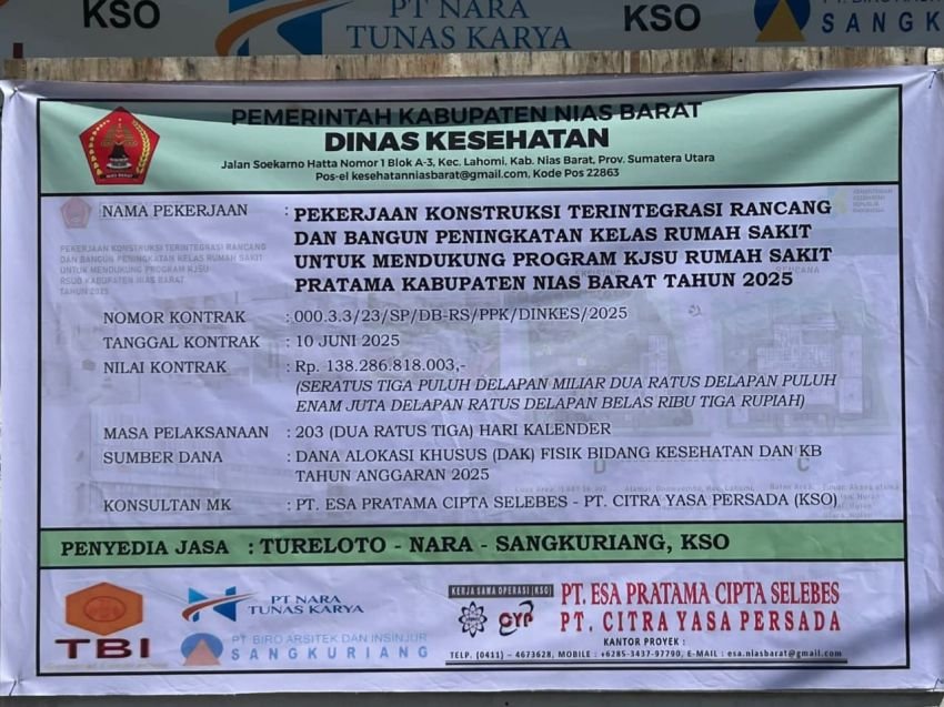 Progres Pembangunan RS Pratama Nias Barat Capai 9,923 Persen, Lebih Cepat dari Target