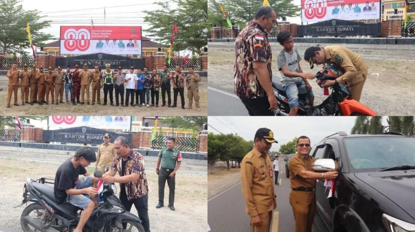 Semarakkan HUT ke-80 RI, Pemkab Paluta Bagikan 300 Bendera Merah Putih ke Masyarakat