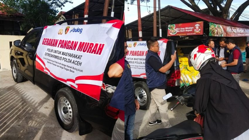 Polda Aceh Gelar Operasi Pasar Beras Murah di Banda Aceh, Warga Antusias Sambut