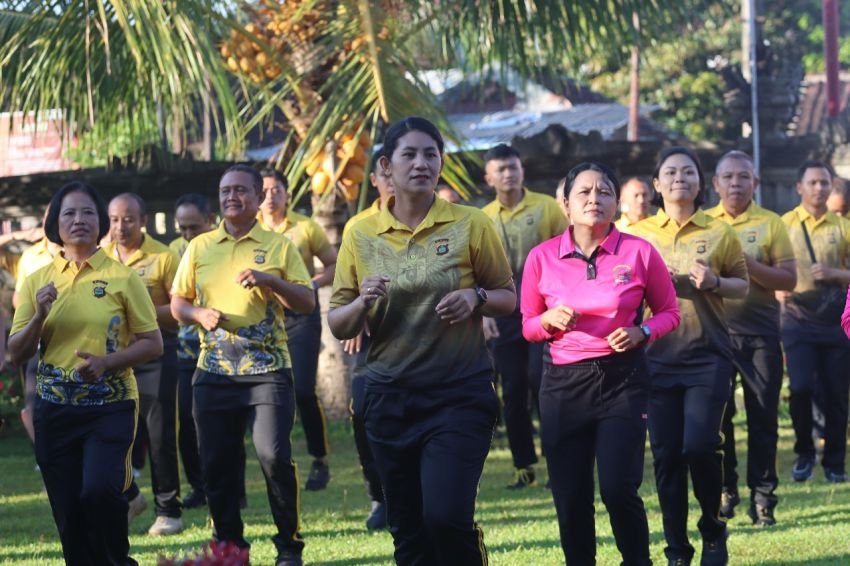 Polwan Polres Bangli Gelar Olahraga Bersama Sambut HUT ke-77 Polwan RI