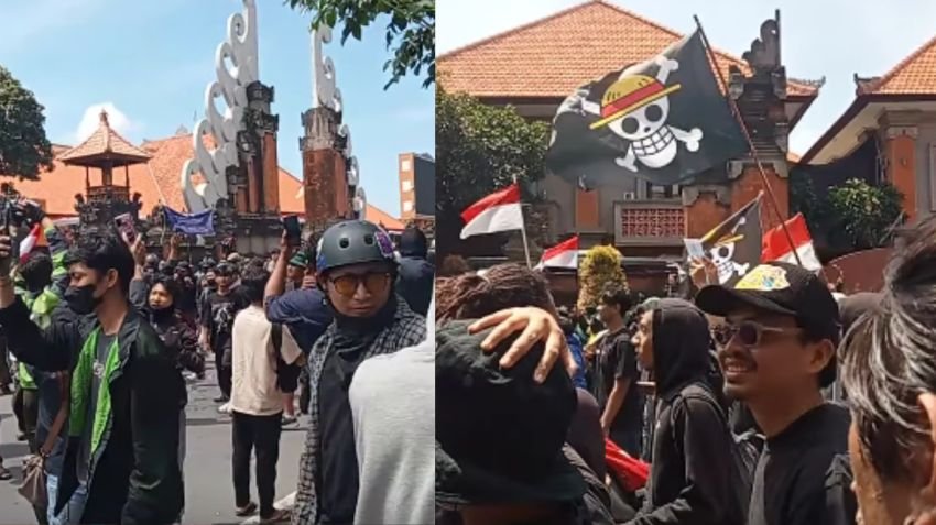 Massa Nyalakan Flare dan Rusak Barikade, Demo di Polda Bali Berujung Kericuhan