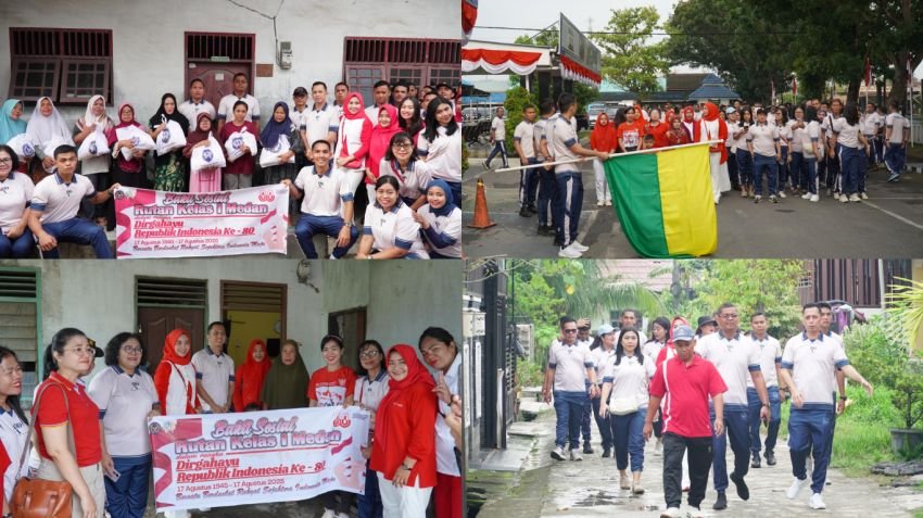 Rayakan HUT RI ke-80, Rutan Kelas I Medan Gelar Jalan Santai dan Salurkan Bansos