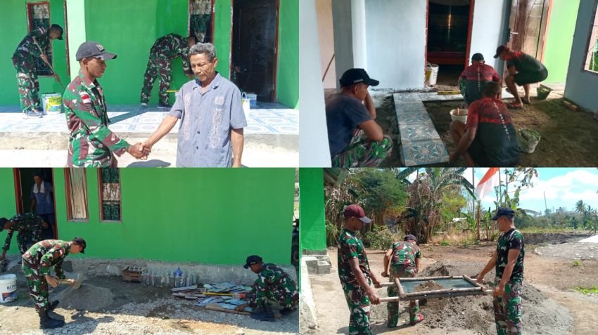 TNI Pos Dafala Rehabilitasi Rumah Warga Perbatasan, Wujud Nyata Kepedulian di Tapal Batas