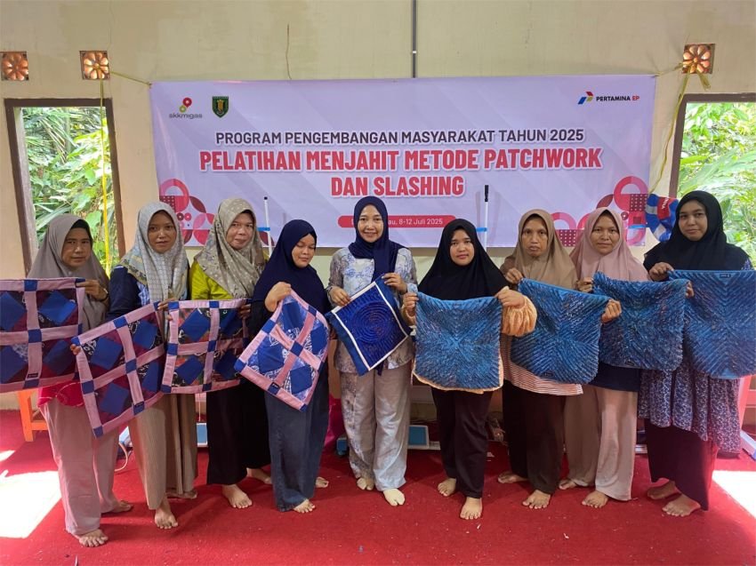 PT Pertamina EP Tanjung Field Latih Warga Desa Masukau Jahit Patchwork dan Slashing, Kurangi Limbah Tekstil