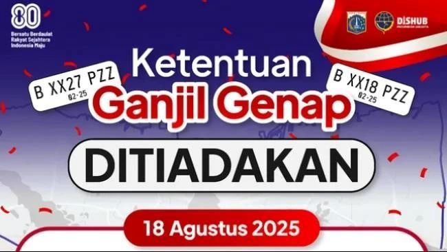 Pemprov DKI Jakarta Hentikan Sistem Ganjil Genap pada 18 Agustus 2025, Cuti Bersama Hari Kemerdekaan