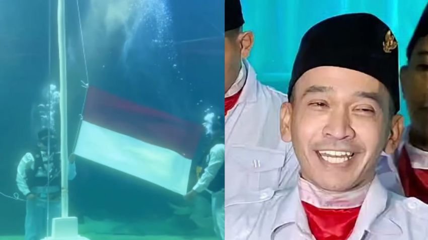 Momen Haru! Ruben Onsu Rayakan HUT RI ke-80 dengan Kibarkan Bendera di Dalam Akuarium Berisi 18 Hiu