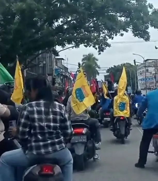 Jelang Aksi Demo di DPRD Deli Serdang, Massa Mulai Berkumpul di Lapangan Segitiga