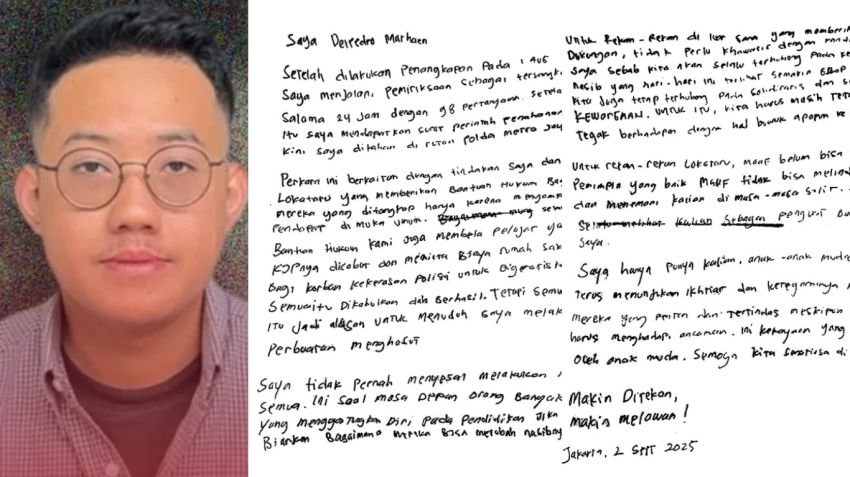 Delpredo Marhaen Ditangkap Terkait Aksi Demo, Tulis Surat Perjuangan dari Tahanan Polda Metro Jaya