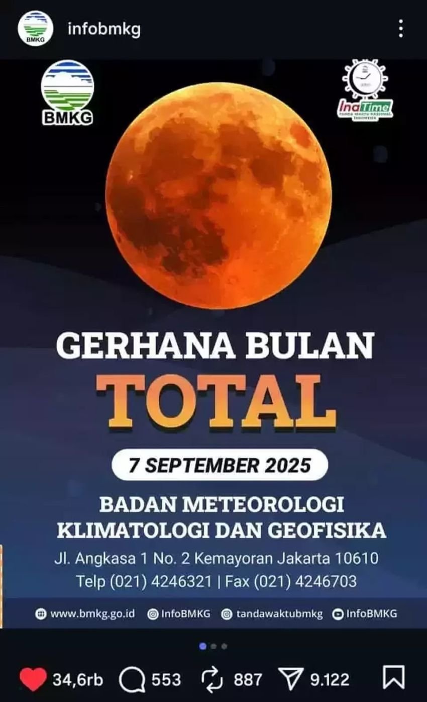 Blood Moon Hiasi Langit Indonesia 7-8 September 2025, Bisa Disaksikan Tanpa Alat Khusus